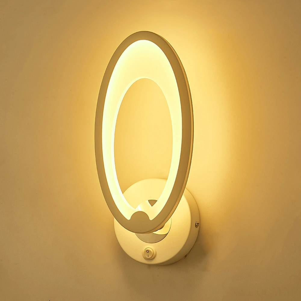 Qingmipy 3062 Model Duvar Lambası, 10w Led Isık, 3000k Sıcak Beyaz, 85-265v Geniş Voltaj, Açma/kapatma Anahtarlı, Akrilik Ve Demir Malzeme, Oturma Odası/yatak Odası Için Beyaz