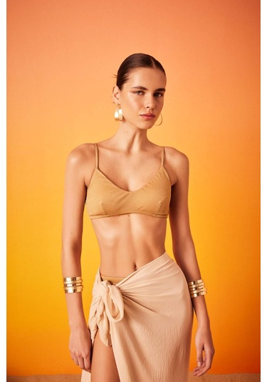 DeFacto Regular Fit Parlak Kumaş Bikini Üstü-Fall in Love C3181AX24SMYL275