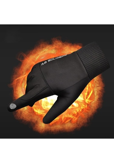 Fortunelane Erkekler İçin Kışlık Islaklık Ve Rüzgar Engeli Eldiven, Dokunmatik Ekran Desteği Siyah Xl