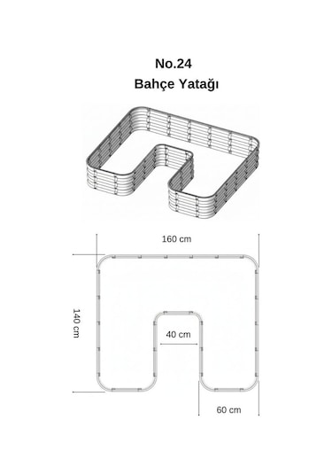 Modüler Yükseltilmiş Bahçe Sebze Yatağı No:24 165x140 Gri