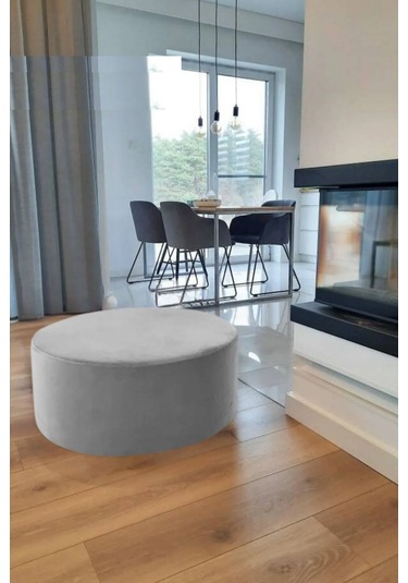 Most Ekol Yuvarlak Sandıklı Orta Sehpa 23 Antrasit Kadife Kumaş