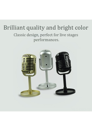 Samdoo Siyah Simülasyon Mikrofon, Vintage Stüdyo/canlı Yayın Dekorasyonu, Gerçekçi 1:1 Tasarım, Fotoğraf Çekimi & Oyuncağı Requisiti