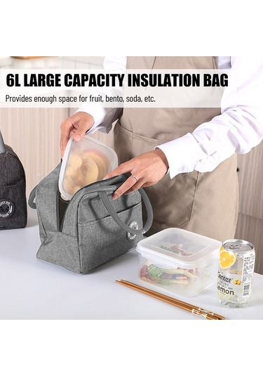 Kosona 6l Kapasiteli Isı Saklama Çanta, Alüminyum Folyo İçli Leak-proof, Su Geçirmez Kation Malzeme, El Taşıma Kolu Ve Ön Cep - Gri Gri