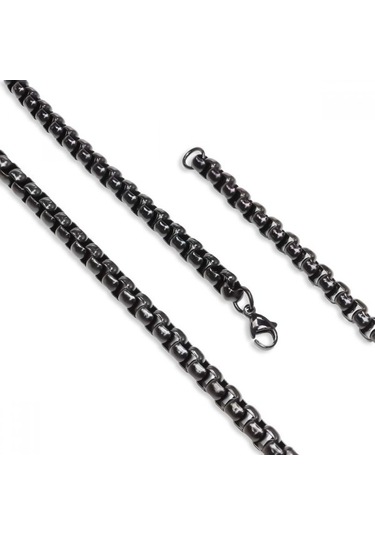 Erkek Arnavut Çelik Kolye 6mm 9180 Siyah