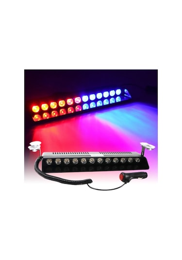 12 Ledli Mavi Kırmızı Çakar 17 Fonksiyonlu Vantuzlu Araç Içi