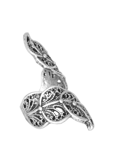 Kadın Antik Gümüş Kaplama Yaprak Yüzük N11.15623 Çok Renkli