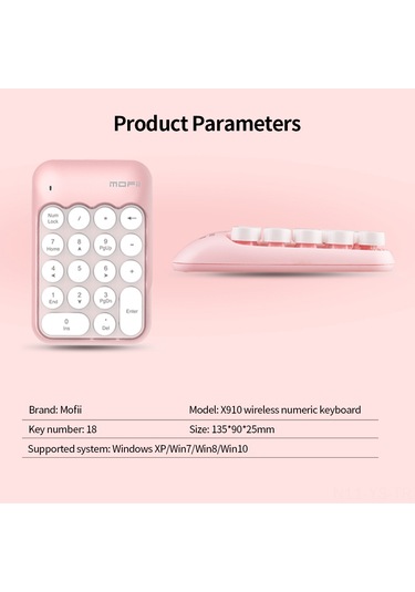 Yunboo Mofii X910 Kablosuz Sayısal Tuş Takımı - 18 Tuşlu Taşınabilir Finans Ve Muhasebe Klavyesi Yeşil Karışık Renk