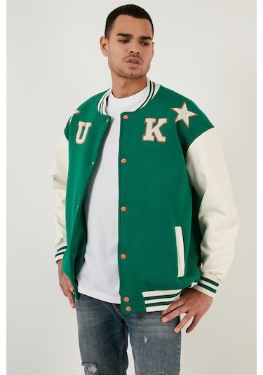 Buratti Oversize Kolej Yaka Cepli Bomber Erkek Ceket 628Mnh178 Koyu Yeşil Buratti Oversize Kolej Yaka Cepli Bomber Erkek Ceket 628Mnh178 Koyu Yeşil