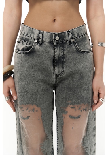 Mai Collection Mai Studios Co. Trixie Füme Transparan Jean Pantolon Füme