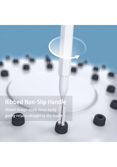 Mufunye Duş Başlığı Temizleme Seti - 20 Adet Testere Aynası Tüp, Dar Delikler İçin Nylon Tüyler, Kaymazsız Hexagonal Kolu, Ev Kullanıma Kutulu Beyaz