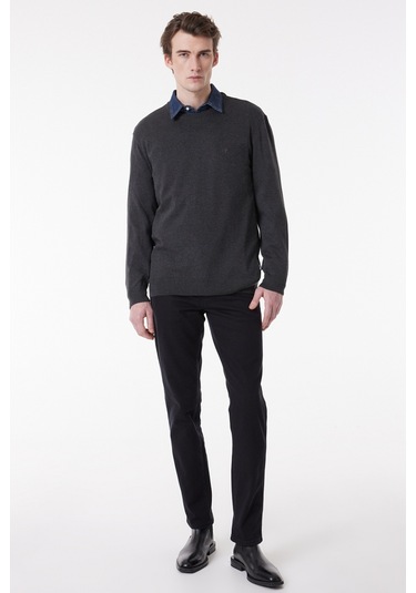 Regular Fit Normal Kesim Sıfır Yaka Triko W8A02P036 Gri Melanj