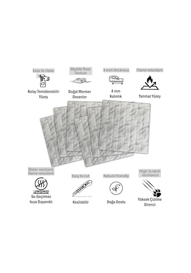3 Boyutlu Duvar Paneli Kabartmalı Lambiri Desen Pvc 41x41 Cm/ 6 Adet /1 M² Mermer