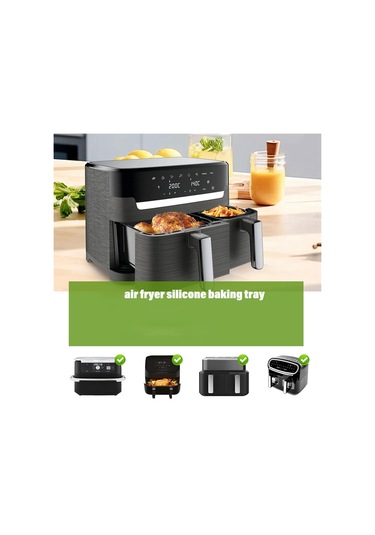 Xurunkeji Air Fryer Tepsisi Air Fryer Liner Sepeti Yeniden Kullanılabilir Fırın Tepsisi Yapışmaz Pizza Fırın Tepsisi B Gri