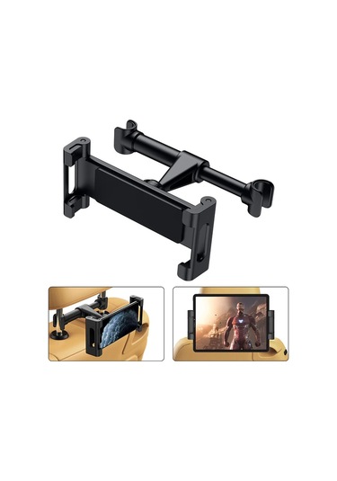 Neevoyu Araba Arka Koltuk 360 Döner Telefon Ve İpad Tutucu - Siyah, Sabit Montaj, Şarj Kolaylığı, 4.7-12.9 İnç Cihaz Uyumlu Siyah