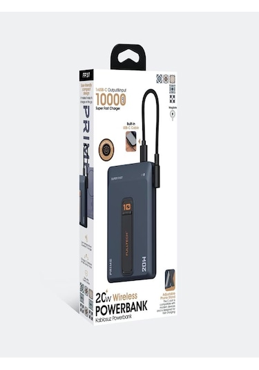 10000mah 20w Hızlı Şarj Kablosuz Magsafe Powerbank Type-c Kablolu/girişli Standlı - Siyah Siyah