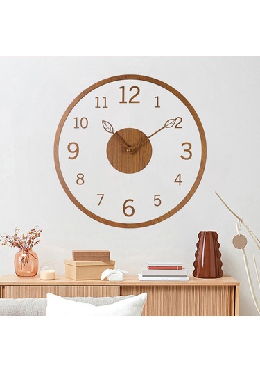 Suntek Ofis Ev Sınıf Tik Rengi Için Modern Duvar Saati Sessiz Diğer