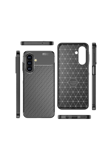 Adige Samsung Galaxy Uyumlu A17 Kılıf Negro Karbon Desen Silikon