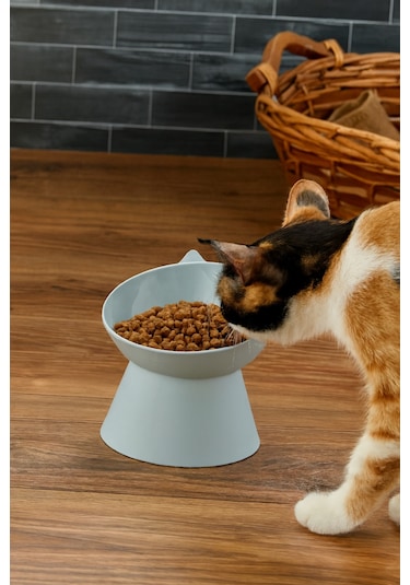 Yüksek Ayaklı Evcil Hayvan Mama Kabı - Mavi