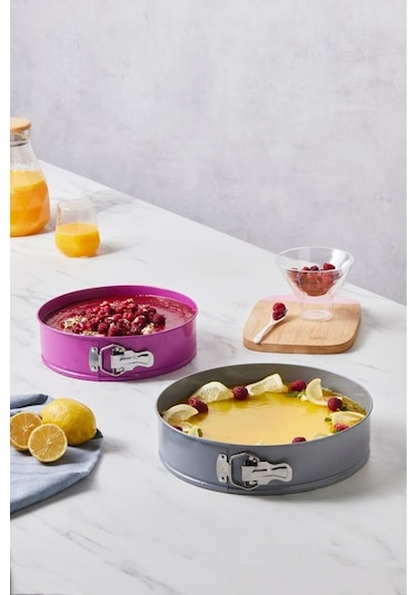 Karaca  Süper 2'li Kek Kalıbı Seti Gri Fuşya 28/24 cm