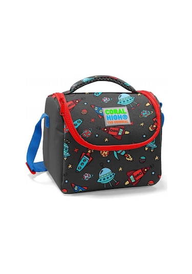 Coral High Siyah Kırmızı Roket Baskılı Erkek Çocuk Okul Beslenme