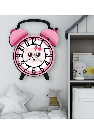 Bk Gift Kişiye Özel Hayvan Figürlü Retro Çalar Saat Tasarımlı Kabartma Figürlü Ahşap Çocuk Duvar Saati-12, Ev Dekoru, Çocuk Odası Aksesuar Bitmeyencom Çok Renkli