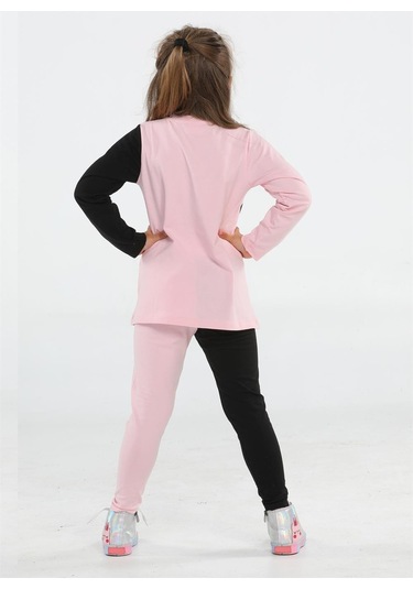 Xo Kalpli Kız Çocuk Tunik Takım-pembe - Siyah Pembe - Siyah