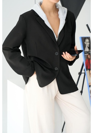 Fermuarlı Ceket - Siyah-gri Siyah-gri