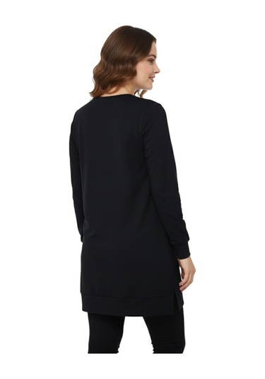 Caftan Kadın Sıfıryaka Önü Nakışlı Tunik Bgl-st05085 Siyah