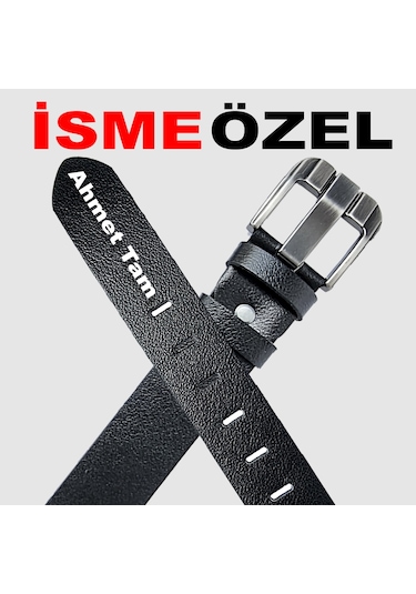 İsme Özel %100 Hakiki Gerçek Deri Spor Kemer Siyah