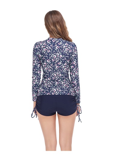 Baskılı Uzun Kollu Güneş Koruyucu Ayar Mayo Çiçekli