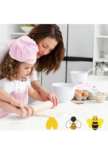 Fortunelane 8'li Arı Temalı Çerez Kalıbı - Arı, Balı, Çiçek, Balon Şekilleri - Gıda Güvenli Paslanmaz Çelik - Pastane Ve Parti De Sarı