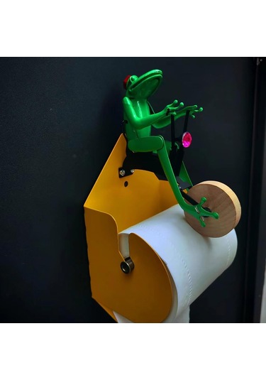 Banyo Kullanımı İçin Kurbağa Bisiklet Kağıdı Havlu Tutucu Yeşil