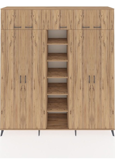 Hyperion Dolap 18 Raflı 9 Kapaklı 220x44x243 Çam-çam/çam Atlas Çam/atlas Çam