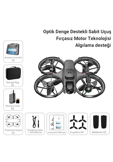 İdragon U9 Katlanabilir Mini Drone Ekranlı Kumanda Fırçasız Motor Hd Kamera Çift Bataryalı