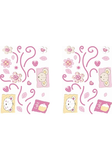 Duvar Süsü Sticker 2 Adet Çiçekli Ağaç Desenli Pvc 70x50x0,5cm