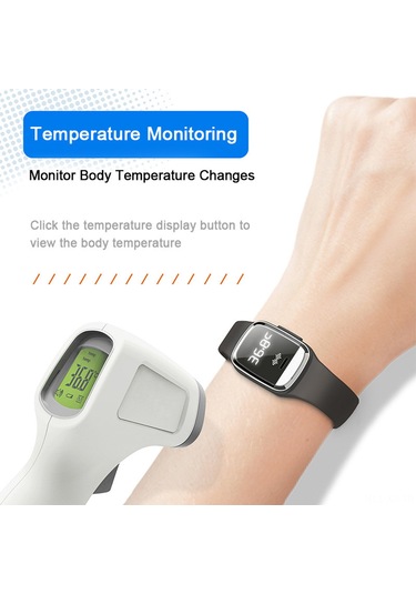 Xiyyadms Sıcaklık Ölçer Ve Saat Fonksiyonlu Ultrasonik Kovucu Bileklik - Siyah Erkek, Kadın, Çocuk Kullanıma Uygun