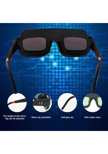 Happychildhood Güneş Enerjili Otomatik Kararan Kaynak Gözlüğü Maske 8 X 18 Cm Siyah