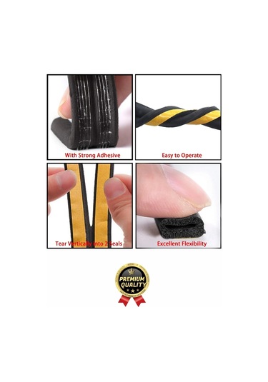 Güçlü Kendinden Yapışkanlı Kapı Pencere Soğuk Hava Geçirmez Yalıtım İzolasyon Siyah Fitil 20 Metre Diğer