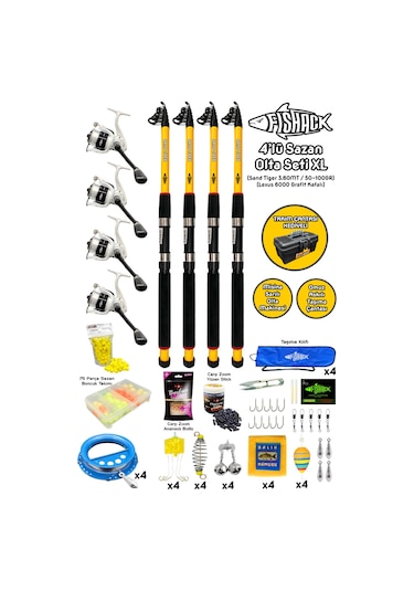 Fishack 4'lü Sazan Olta Seti Xl - 3.60mt/50-100gr