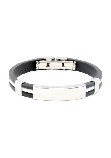 Novahub Beyaz Erkek Kadın Serin Paslanmaz Çelik Kauçuk Bileklik Bileklik Toka Manşet Bilezik Beyaz