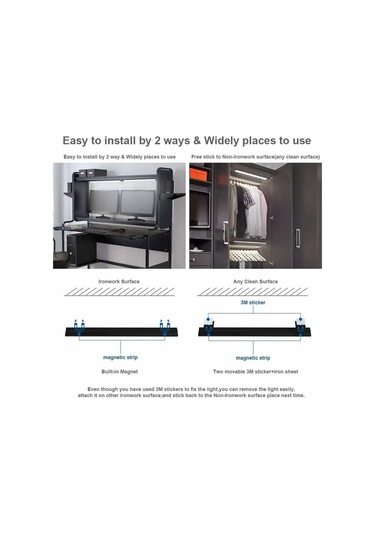 150lm Led Hareket Sensörlü Dolap Işığı Şarj Edilebilir Pil 30 Cm - Perfet Diğer