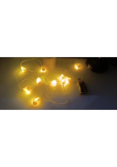 Doğal Deniz Kabuklu Pilli Dekoratif Led Işık Yılbaşı Süsü 2 Metre