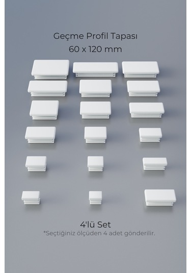 60x120 Mm 4'lü Beyaz Kare İçten Geçmeli Plastik Profil Tapası Tıpası Sandalye & Masa Profil Kapağı Beyaz 60x120 Mm