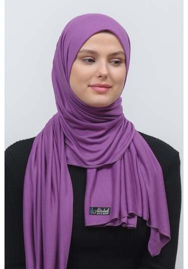 Altobeh Tesettür Kadın Düz Renk Penye Şal Hijab - Mor