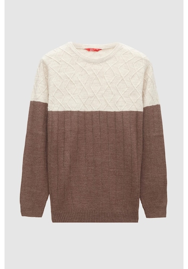 Ds Damat Regular Fit Kahverengi Baklava Tüylenme Yapmayan Bisiklet Yaka Triko Kazak 3hc062ortbkzk Kahverengi