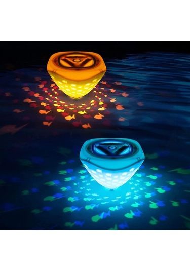 Dancemonkey Yüzen Havuz Işığı: Balık Desenli, 6 Modlu, Ip67 Su Geçirmez, Çocuk Güvenli, Beyaz-mavi Beyaz - Mavi