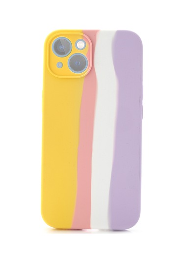 İphone 12 Uyumlu Kılıf Gökkuşağı Rainbow Lansman Silikon-leke Tutmayan Yüzey-tam Koruma Sağlar Sarı