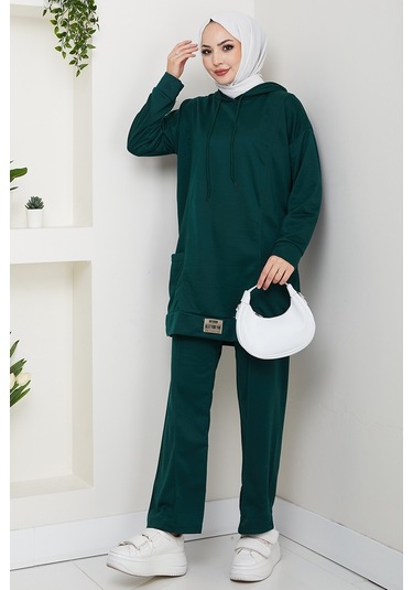 Çift Cepli Kapüşonlu İkili Takım 1663 - Zümrüt Yeşili Zümrüt Yeşili