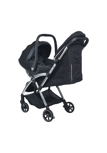 Merkür Bebe Ruby Tek Tuşla Otomatik Katlanan Kabin Boy Travel Sistem Bebek Arabası Siyah