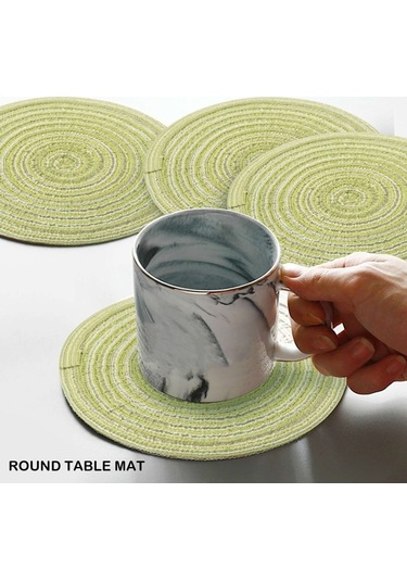 Flybuy Isıya Dayanıklı Kaymaz Amerikan Servis Matı, Yıkanabilir Çimen Yeşili, 18 Cm, 4 Adet Çimen Yeşili